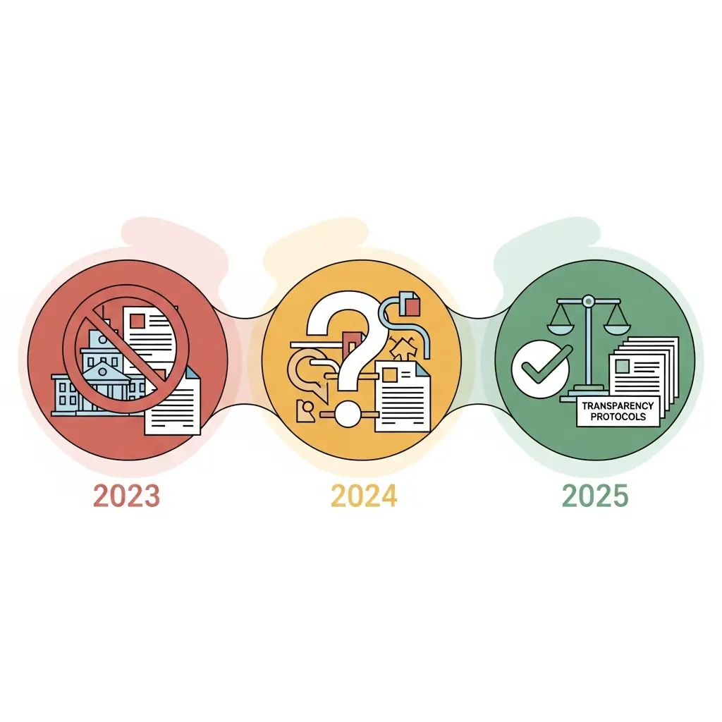 Evolución de las normativas universitarias sobre IA desde prohibición total hasta transparencia obligatoria