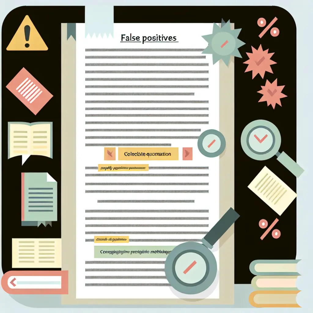 Ilustración mostrando cómo las citas legítimas son incorrectamente marcadas como plagio por los detectores
