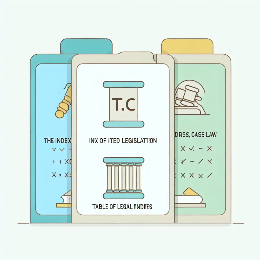 Los tres índices específicos obligatorios en todo TFG de Derecho: legislación, jurisprudencia y abreviaturas
