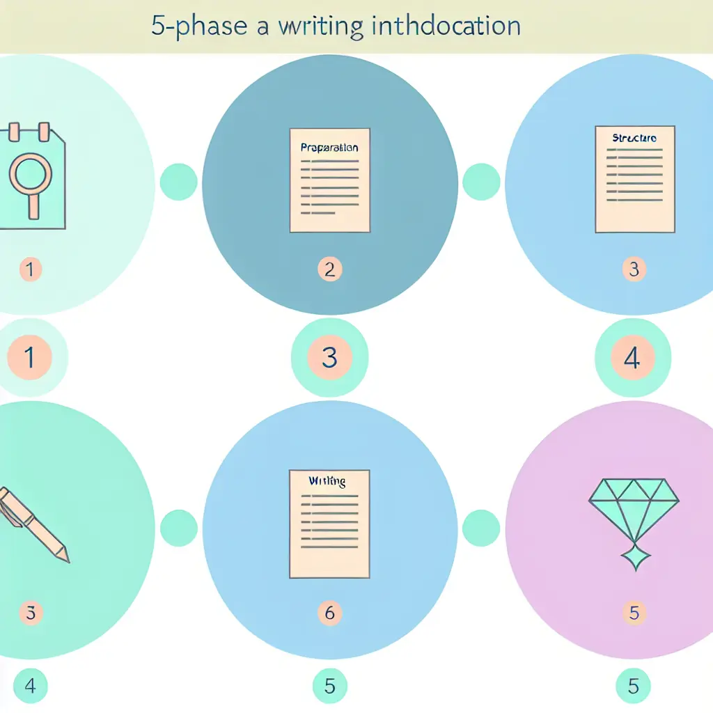 Diagrama del método de cinco fases para escribir una introducción de tesis efectiva
