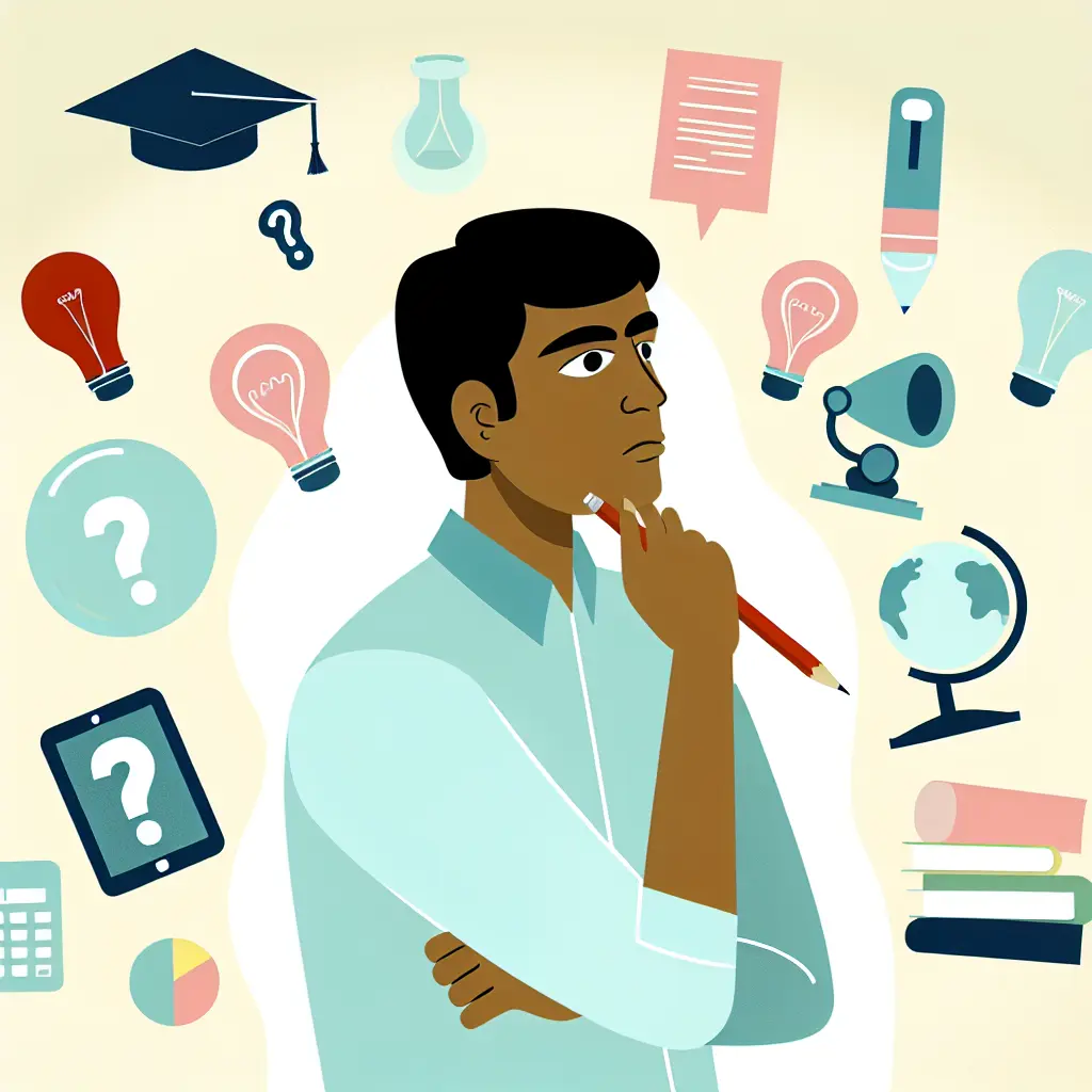Estudiante universitario reflexionando sobre la elección del tema de TFG