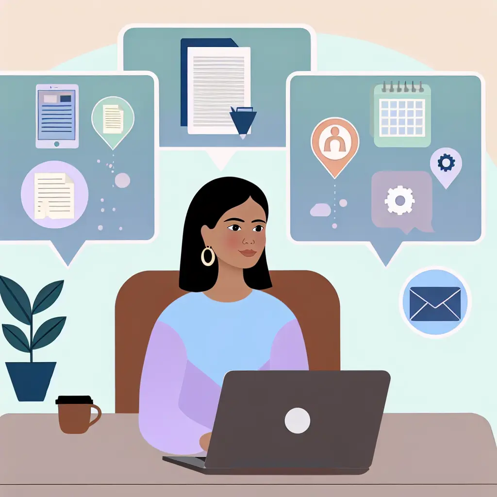 Estudiante universitario organizando eficientemente su espacio de trabajo digital para la tesis
