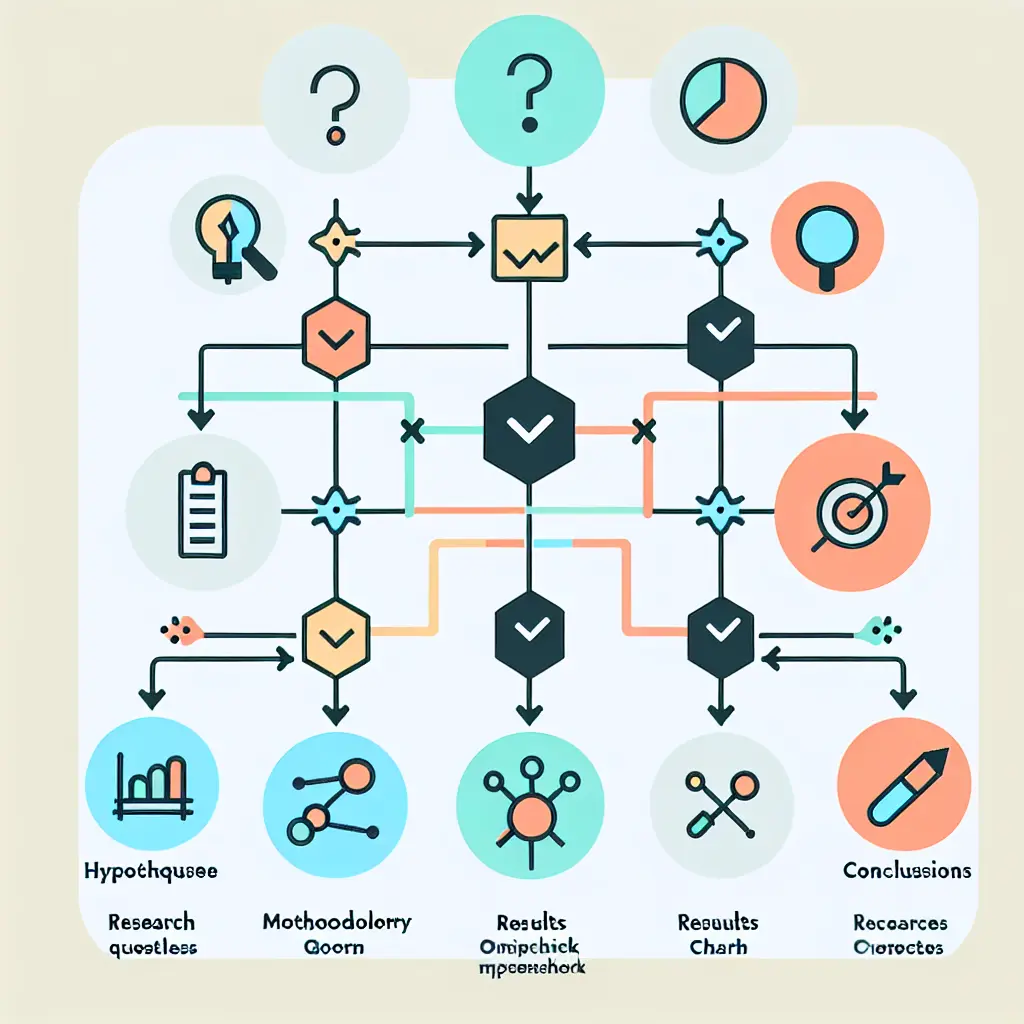 Diagrama de flujo mostrando la alineación vertical entre pregunta de investigación, hipótesis, metodología, resultados y conclusiones