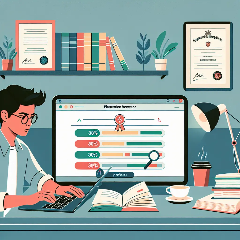 Estudiante revisando su tesis con herramientas de detección de plagio