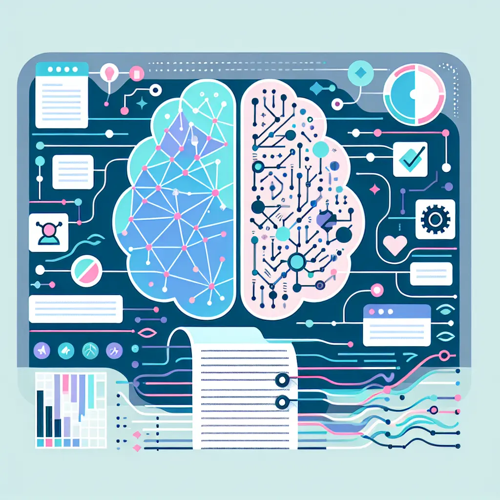 Representación visual de inteligencia artificial analizando patrones de escritura y contenido generado automáticamente