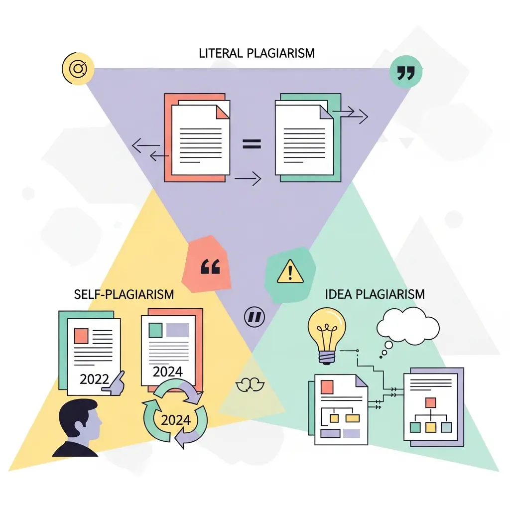 Tres tipos principales de plagio académico: literal, autoplagio y plagio de ideas