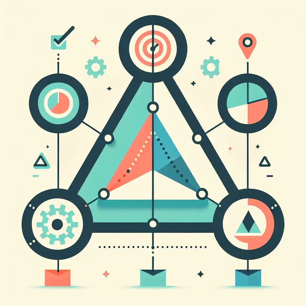 Ilustración del triángulo de alineación entre objetivos, metodología y resultados