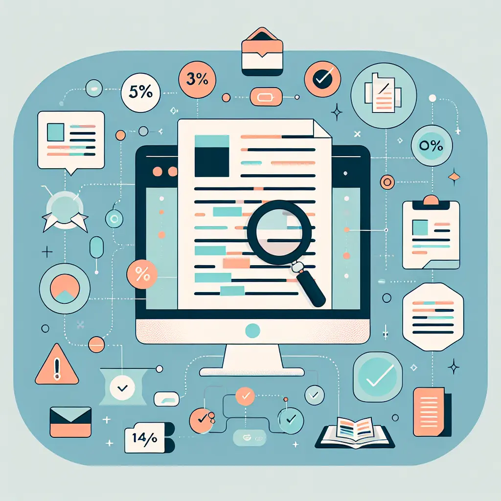 Representación visual de un sistema de detección de plagio con porcentajes y análisis de similitud