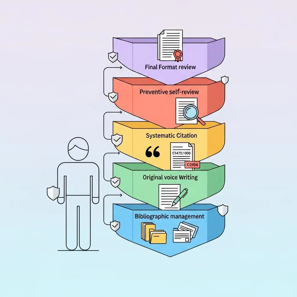 Sistema visual de cinco capas de prevención contra el plagio académico