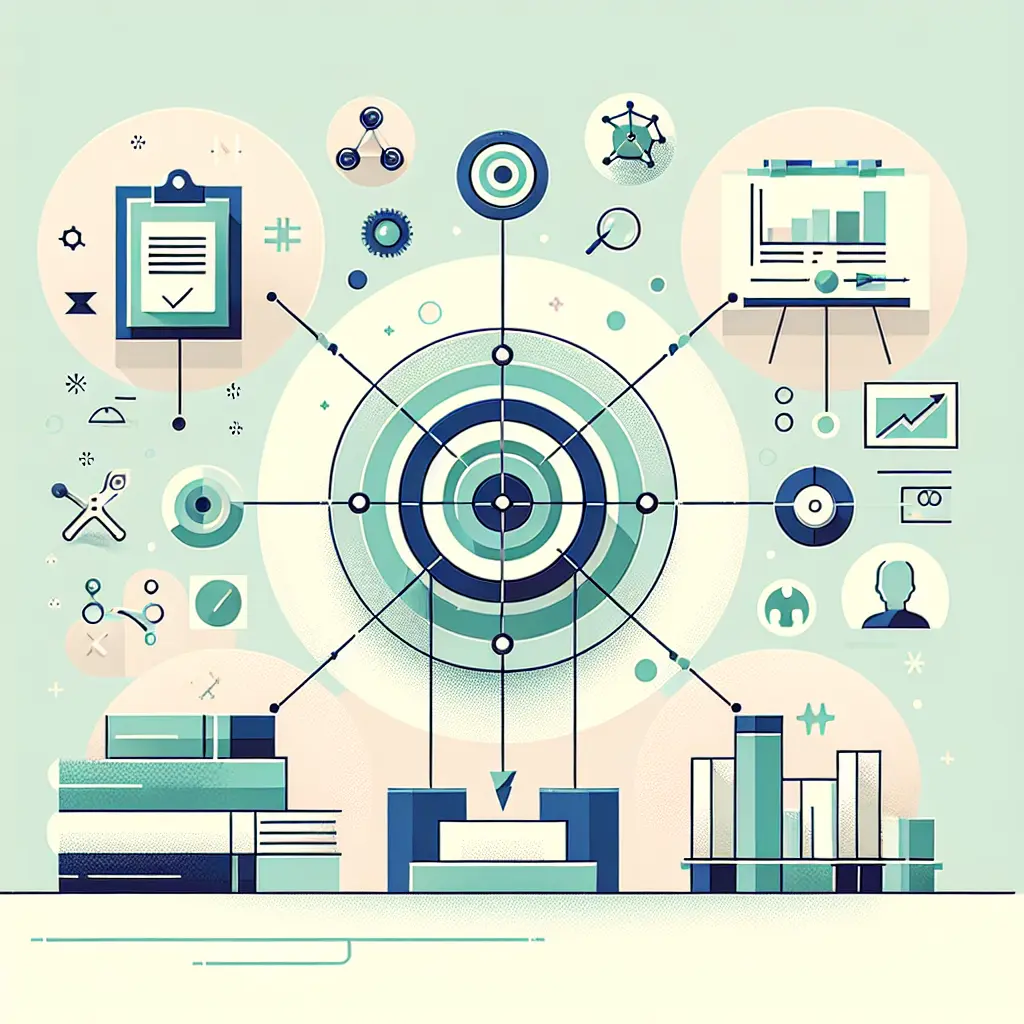 Concepto visual de la estructura espejo en tesis doctorales mostrando la conexión simétrica entre objetivos, metodología, resultados y conclusiones