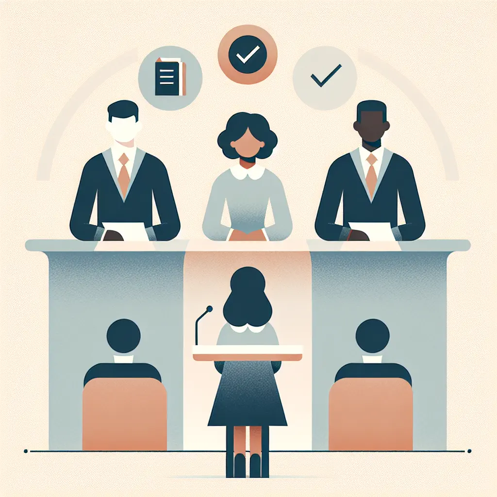 Representación de un tribunal doctoral evaluando una defensa de tesis