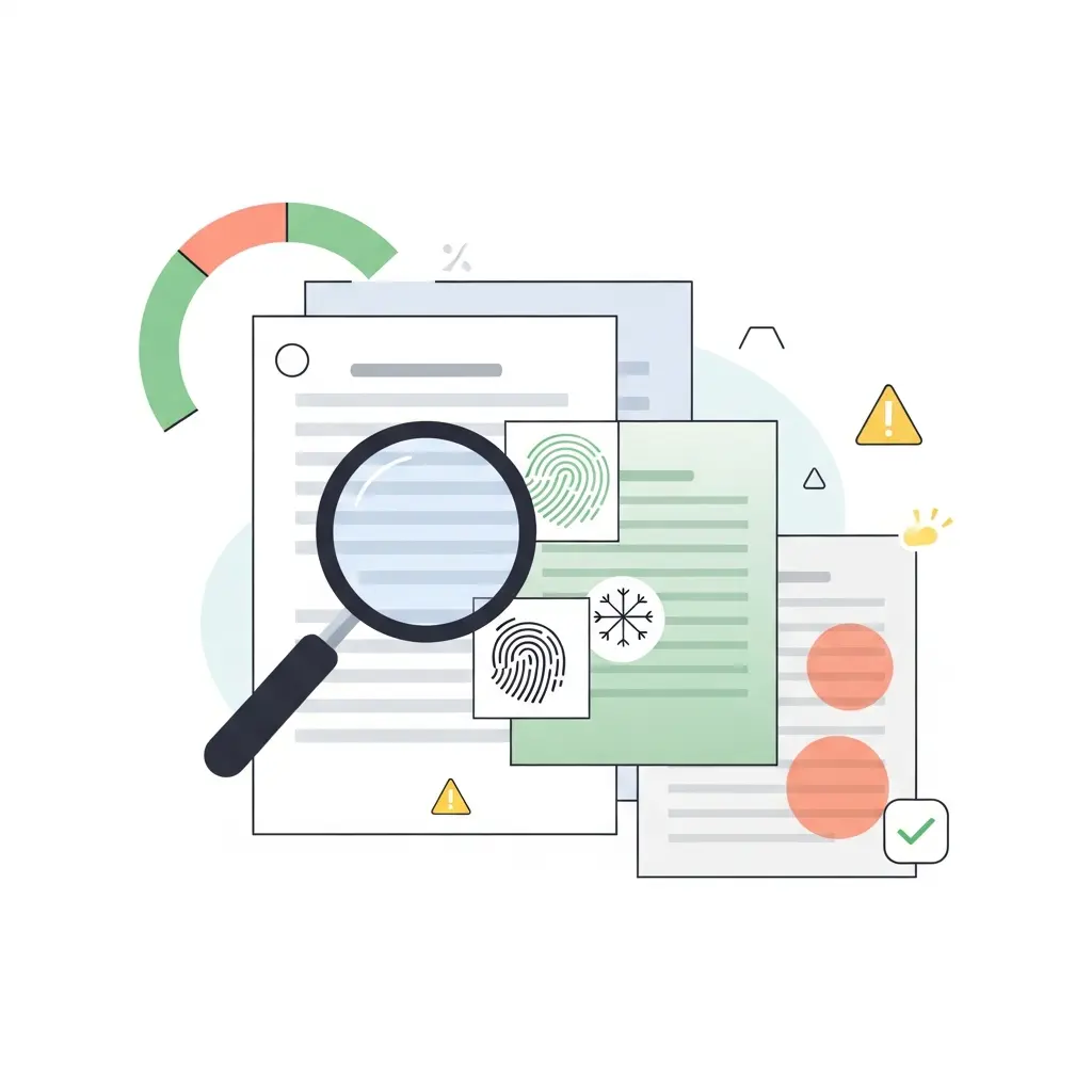 Ilustración sobre detección de plagio y verificación de originalidad