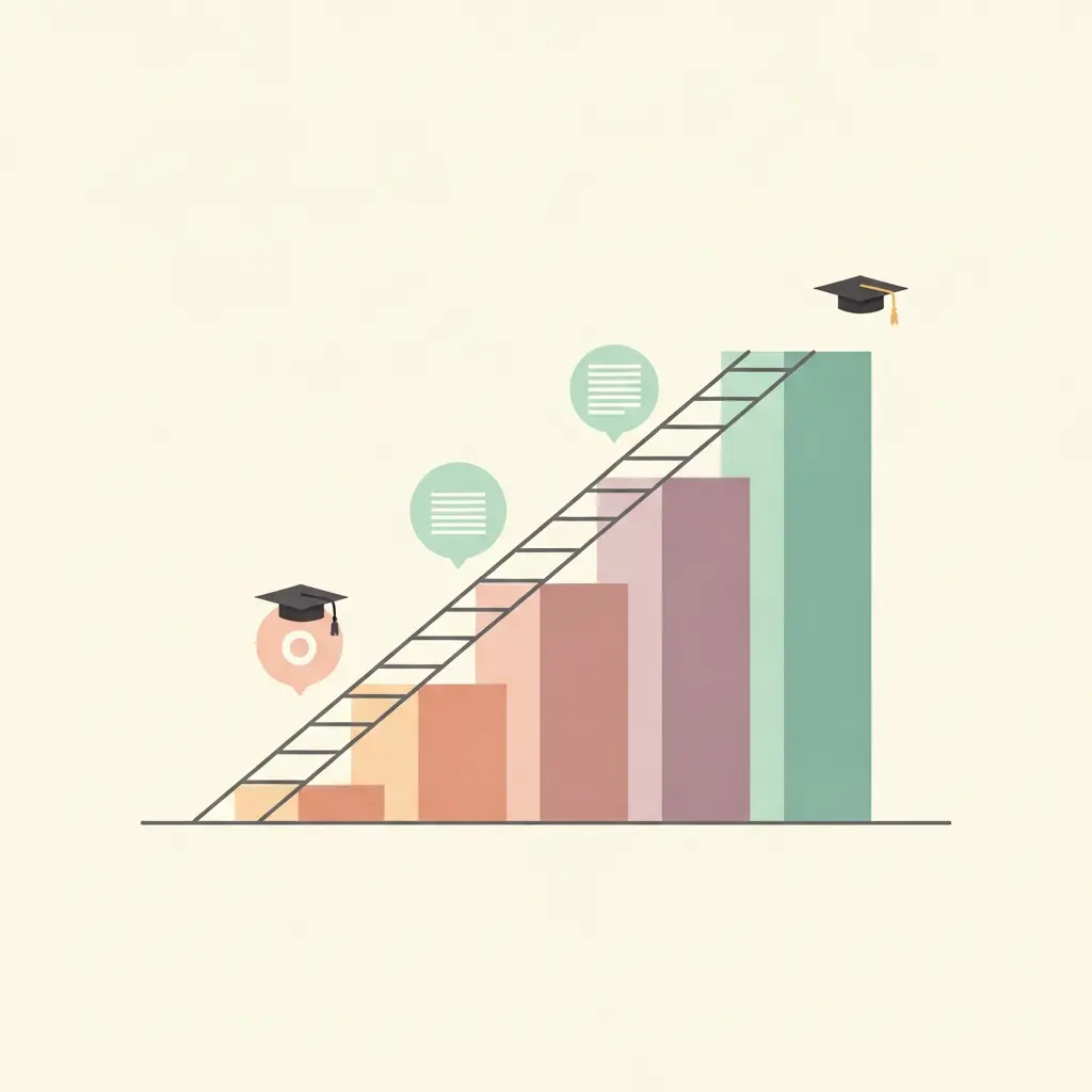 Escalera visual mostrando las consecuencias crecientes del plagio académico