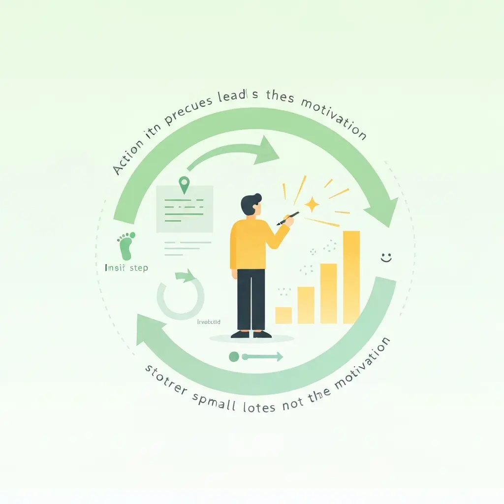 Diagrama circular mostrando cómo la acción genera motivación, no al revés