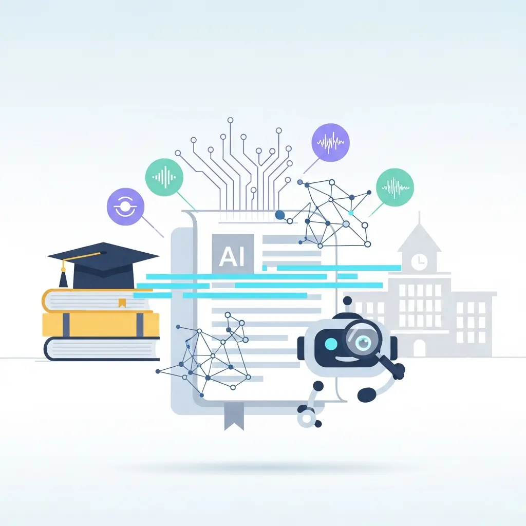 Tecnología de detección de IA analizando documentos académicos