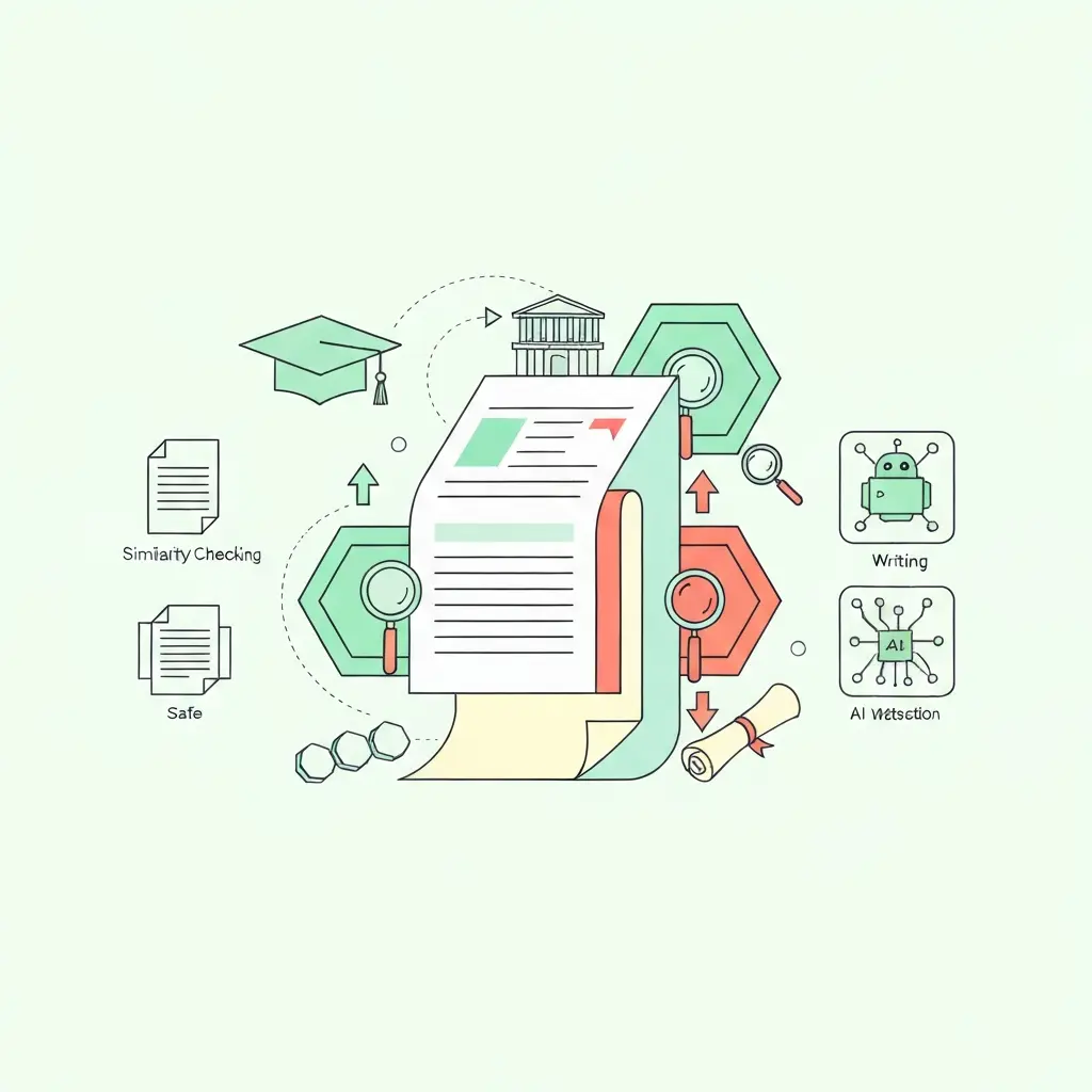 Sistema de detección de IA analizando documentos académicos en capas