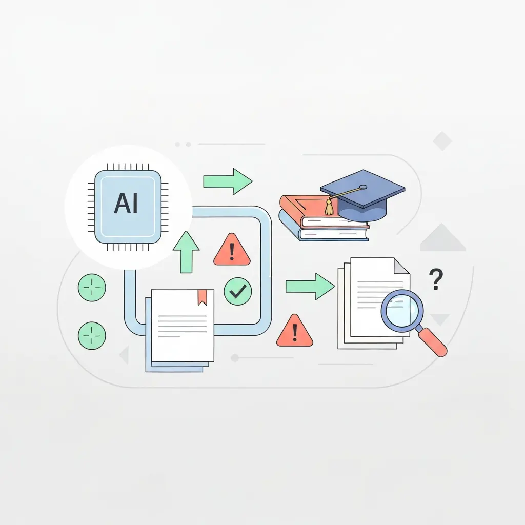 Intersección entre inteligencia artificial y revisión de literatura académica mostrando oportunidades y riesgos
