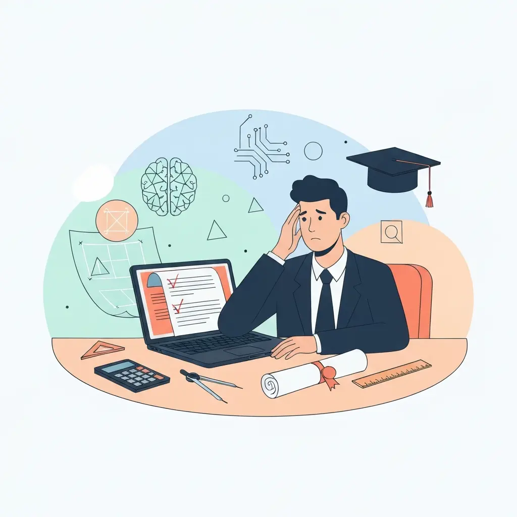 Comparación visual entre texto genérico de IA (izquierda, con símbolos vagos) y escritura técnica precisa de ingeniería (derecha, con diagramas de elementos finitos y especificaciones exactas)