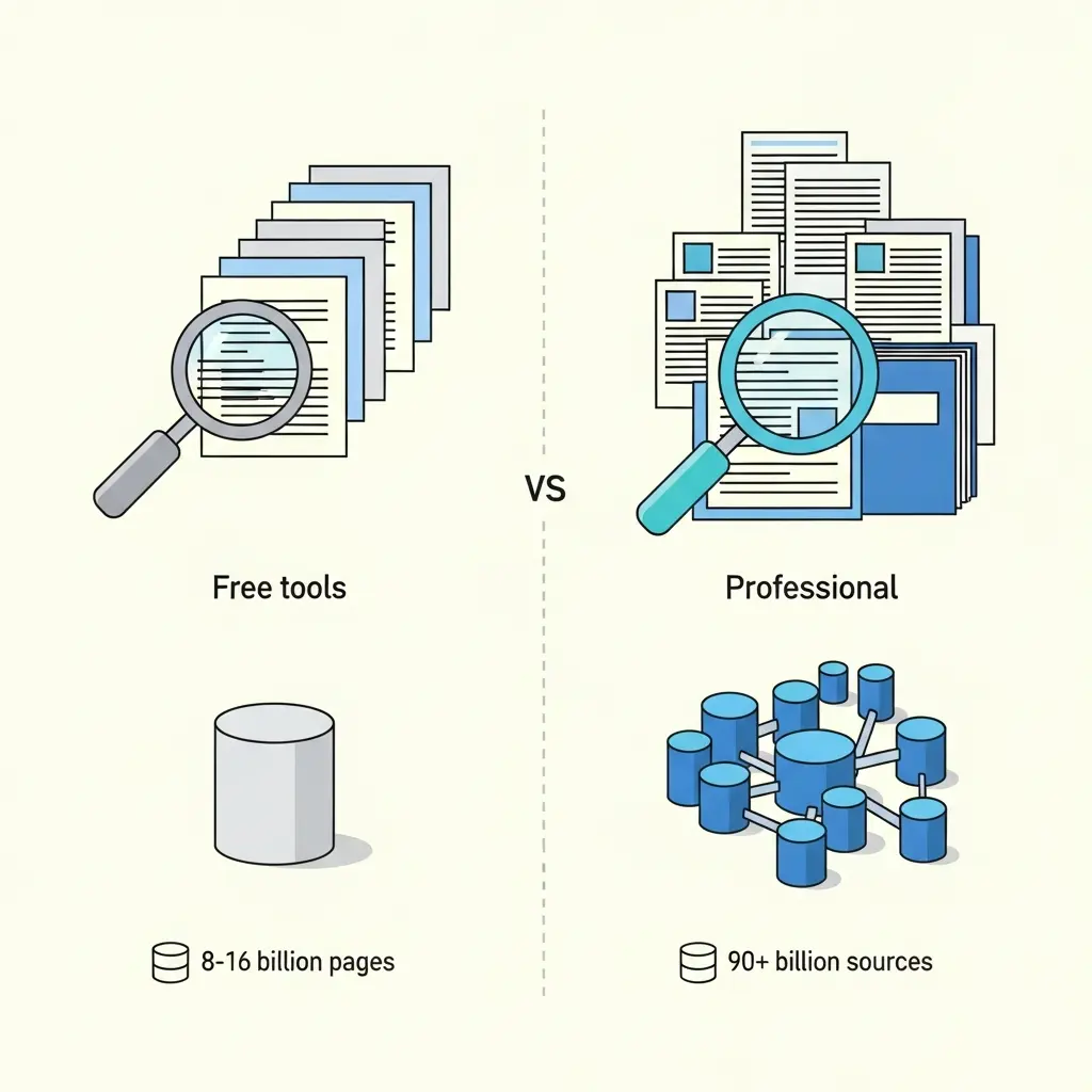 Comparación visual entre las capacidades de detección de herramientas gratuitas versus institucionales