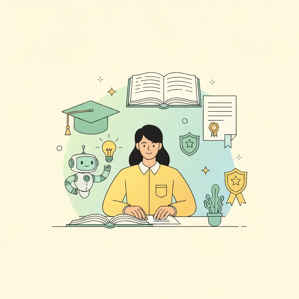 Estudiante escribiendo con confianza con IA como herramienta de apoyo