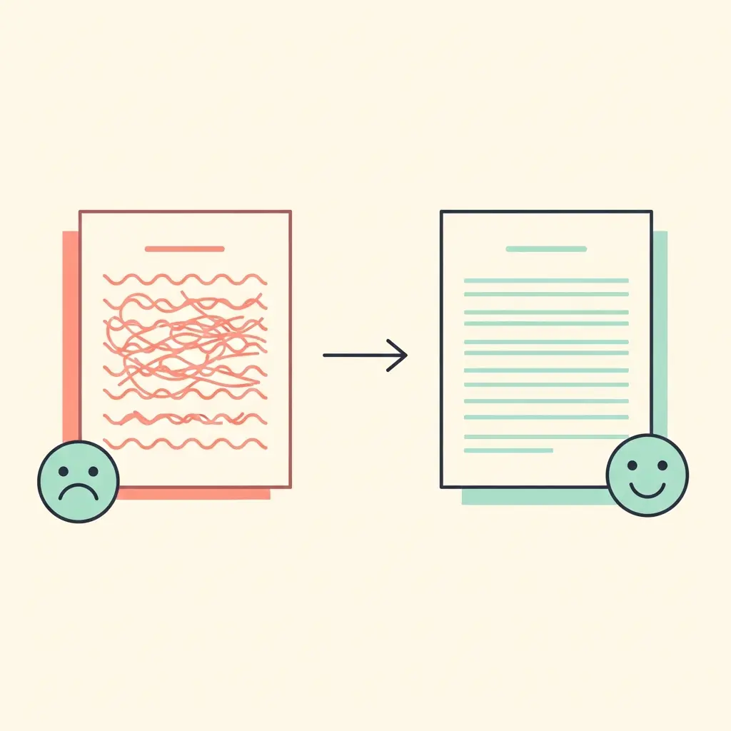 Comparación visual entre una redacción académica deficiente y una de alta calidad