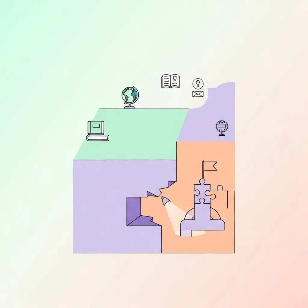 Ilustración del modelo CARS mostrando tres niveles: establecer territorio, identificar el nicho de investigación y ocupar el nicho con tu contribución