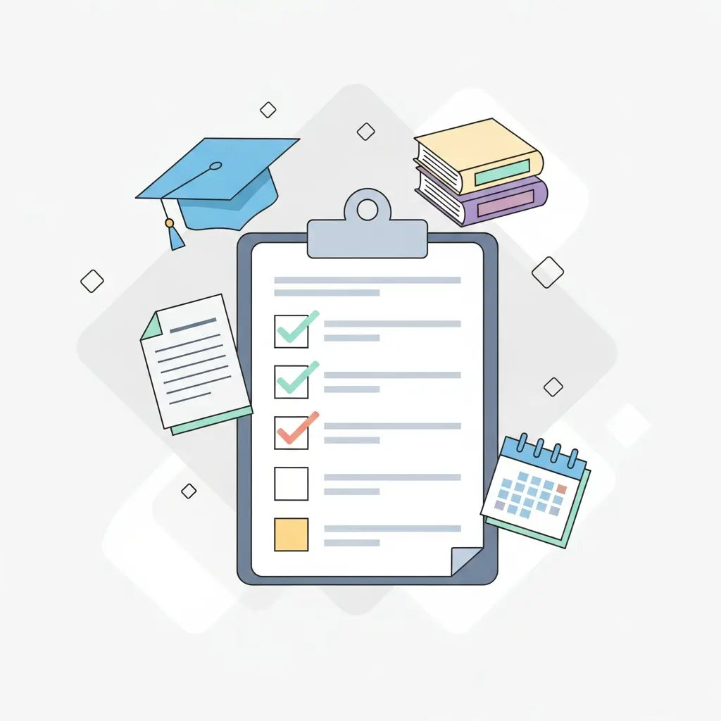 Lista de verificación con requisitos académicos para TFG universitario