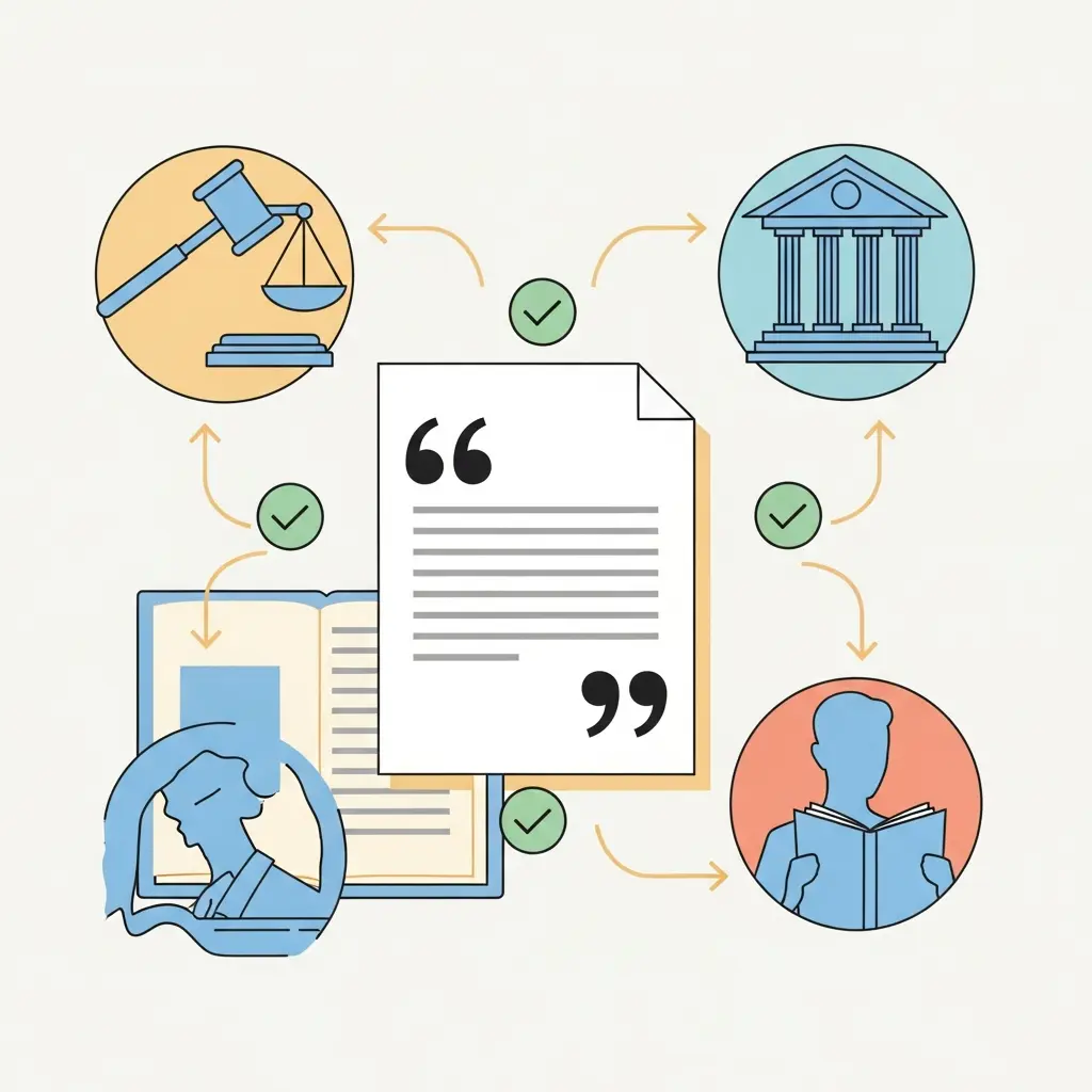 Proceso correcto de citación de fuentes jurídicas: legislación, jurisprudencia y doctrina legal