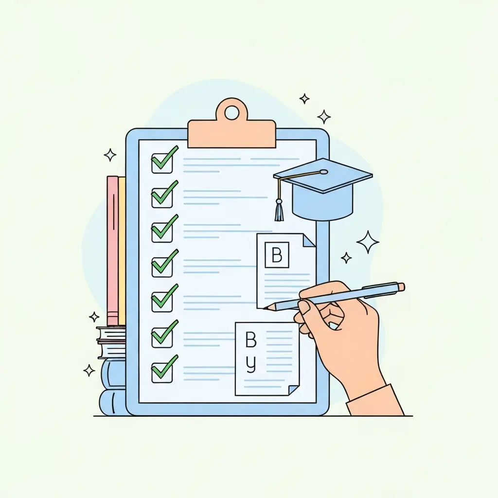 Lista de verificación de citas académicas con elementos marcados como completados