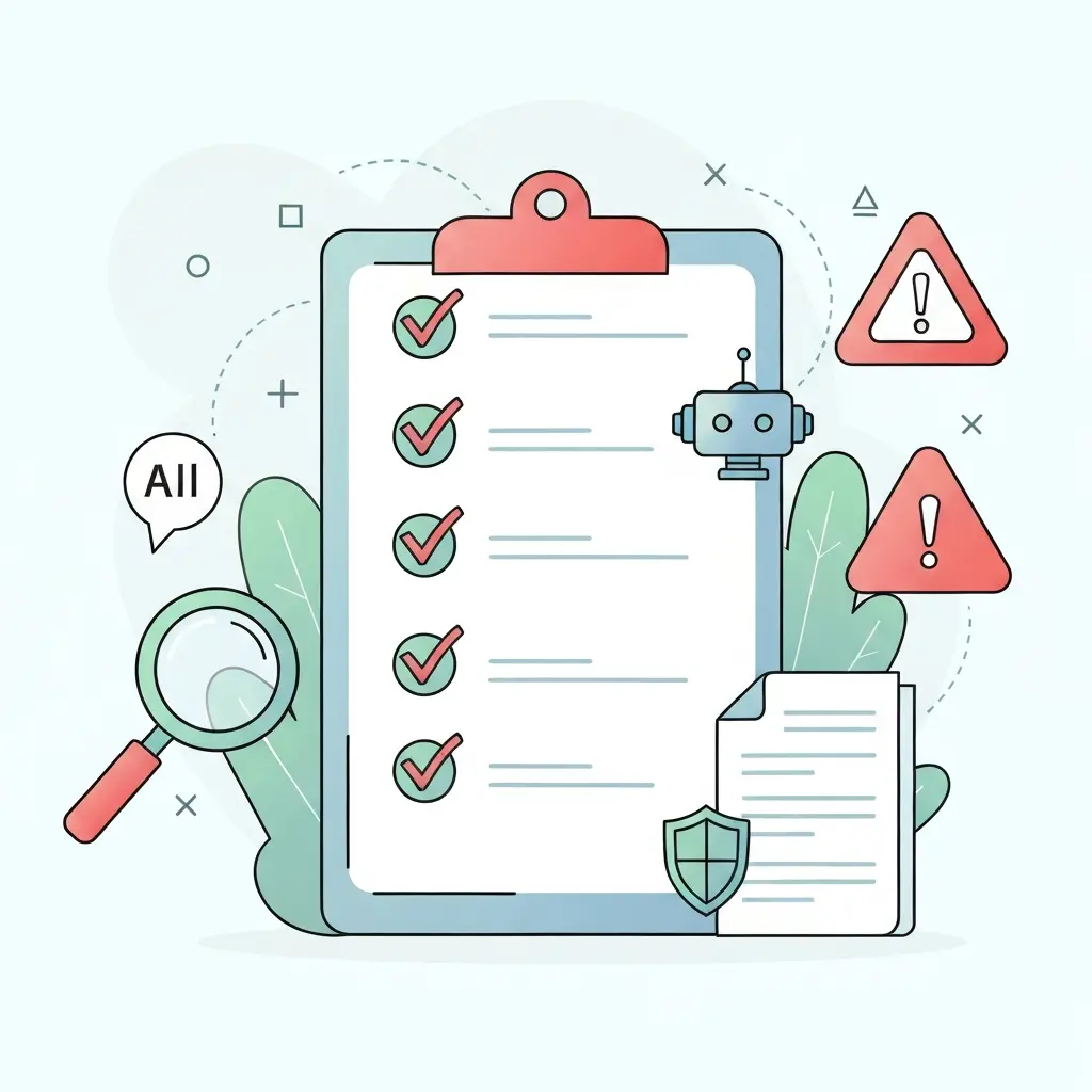 Lista de verificación ilustrando errores comunes y correcciones en trabajos académicos