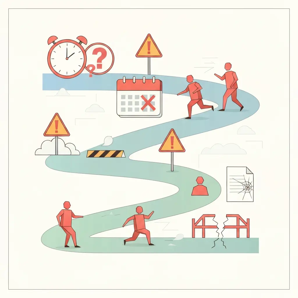 Representación visual de los errores comunes en la planificación de tesis doctoral