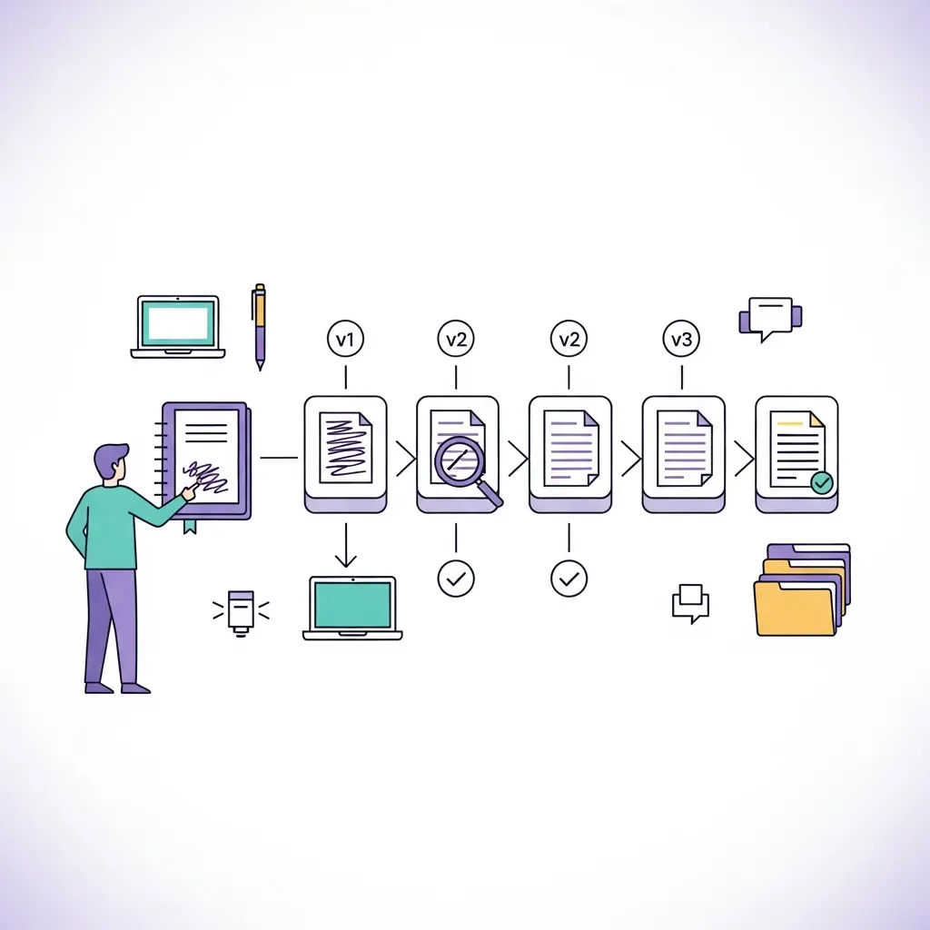 Sistema de documentación y seguimiento del proceso de escritura académica con línea temporal de versiones