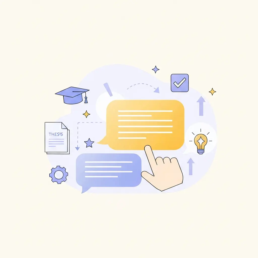 Ilustración del proceso de creación de prompts efectivos para asistencia de IA en escritura de tesis