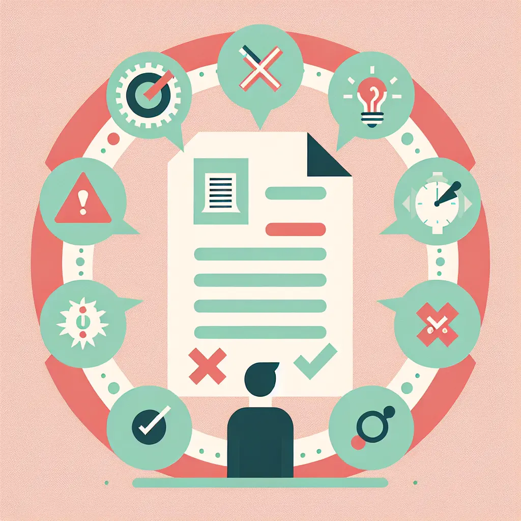 Ilustración de errores comunes en TFG académicos: copiar estructuras, información desactualizada, malas citas y confusión entre conclusiones y resúmenes