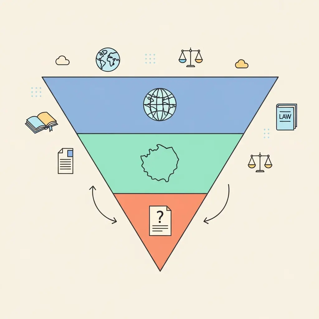 Técnica de pirámide invertida para contextualización jurídica: de lo internacional a lo específico
