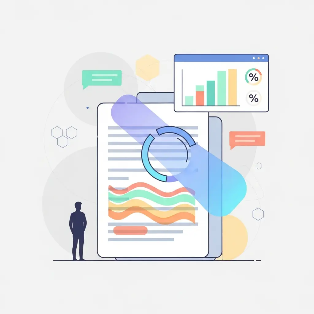 Análisis de detección de IA: documento escaneado con diferentes niveles de alerta y un observador humano interpretando los resultados