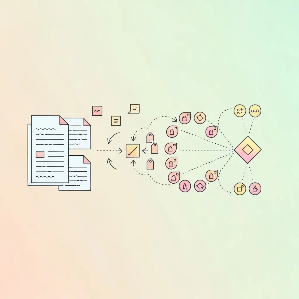 Diagrama del proceso de codificación cualitativa: de datos brutos a temas emergentes