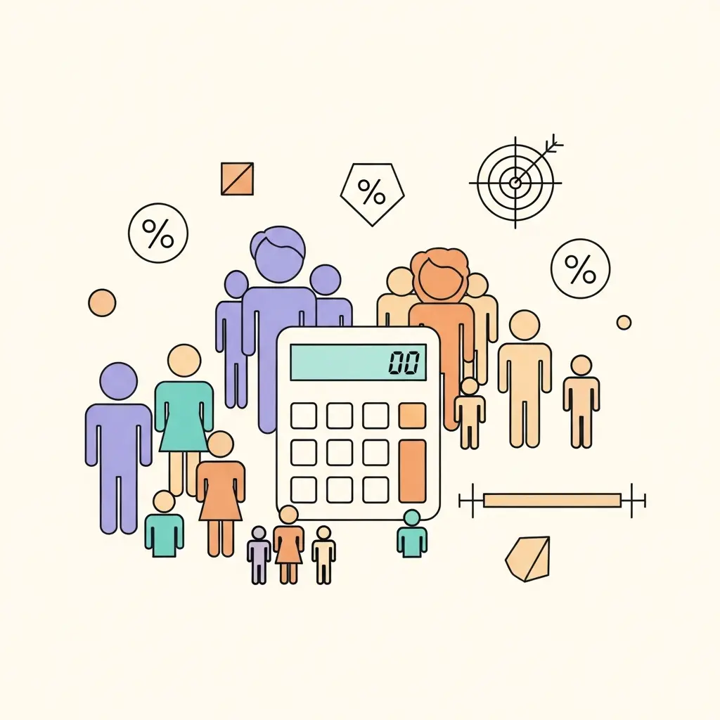 Representación visual del cálculo de tamaño de muestra para encuestas de investigación académica