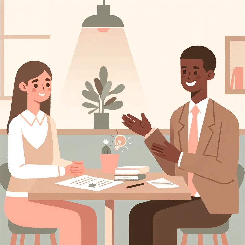 Reunión exitosa entre estudiante preparado y tutor académico