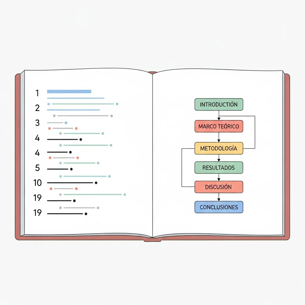 Representación visual de un índice de tesis doctoral con estructura jerárquica