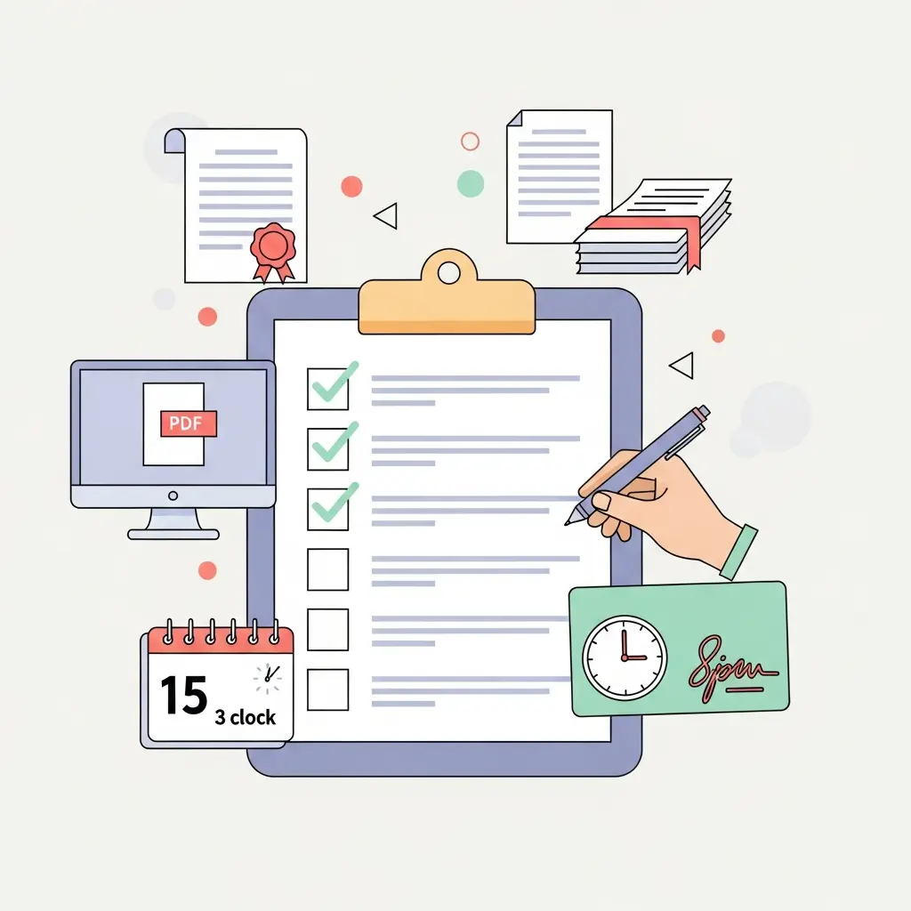 Checklist de verificación final para depósito de tesis con elementos marcados y pendientes