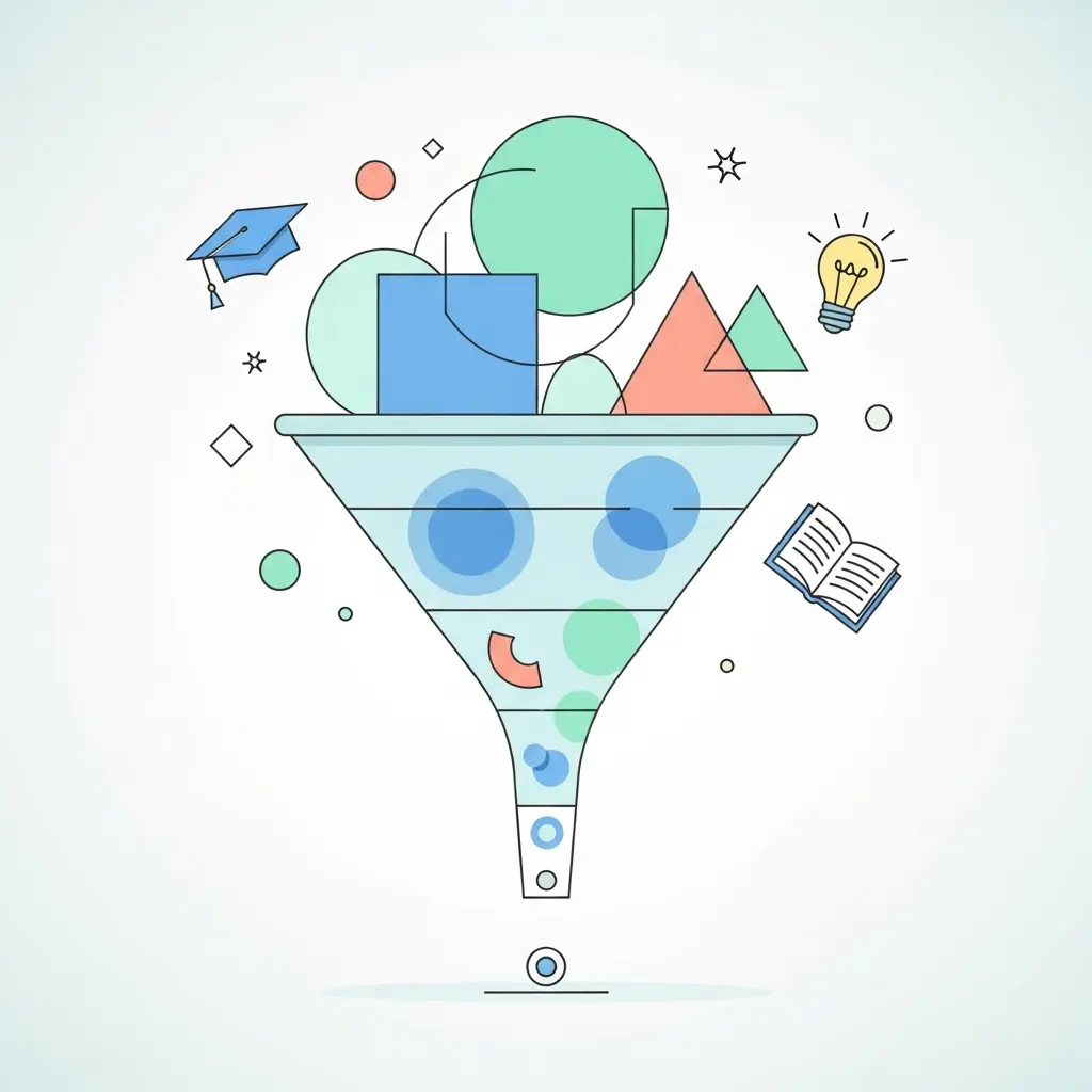 Diagrama de embudo mostrando la estructura de una introducción de tesis: de lo general a lo específico