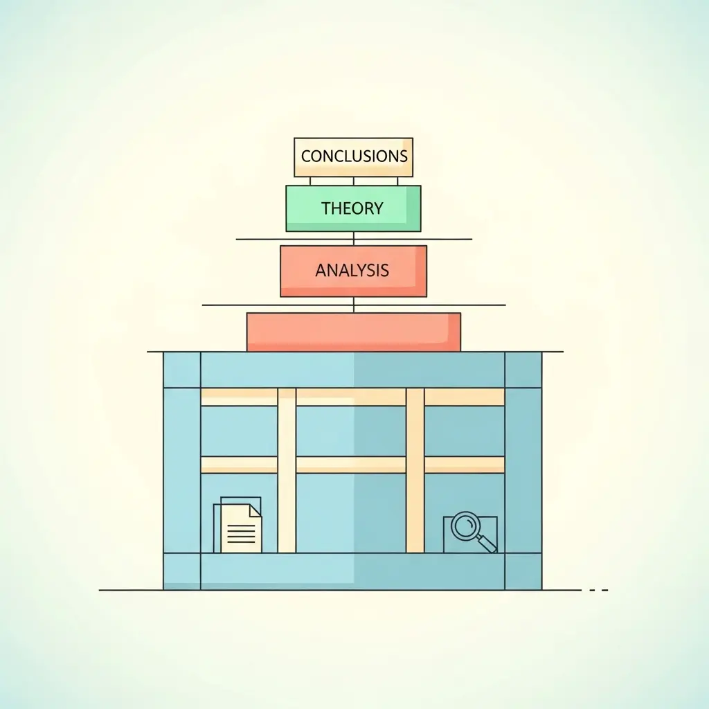 Ilustración que muestra la metodología como los cimientos de un edificio académico