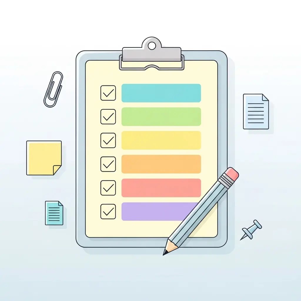 Checklist visual de los componentes de una plantilla de introducción de tesis