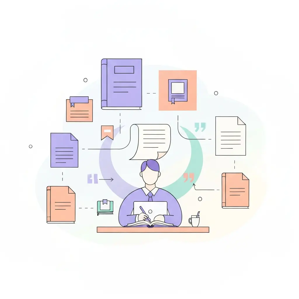 Representación visual de cómo funciona un informe de similitud, mostrando secciones de texto analizadas y el proceso de comparación
