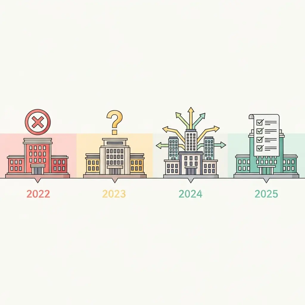 Evolución caótica de las políticas universitarias sobre IA desde 2022 hasta 2025