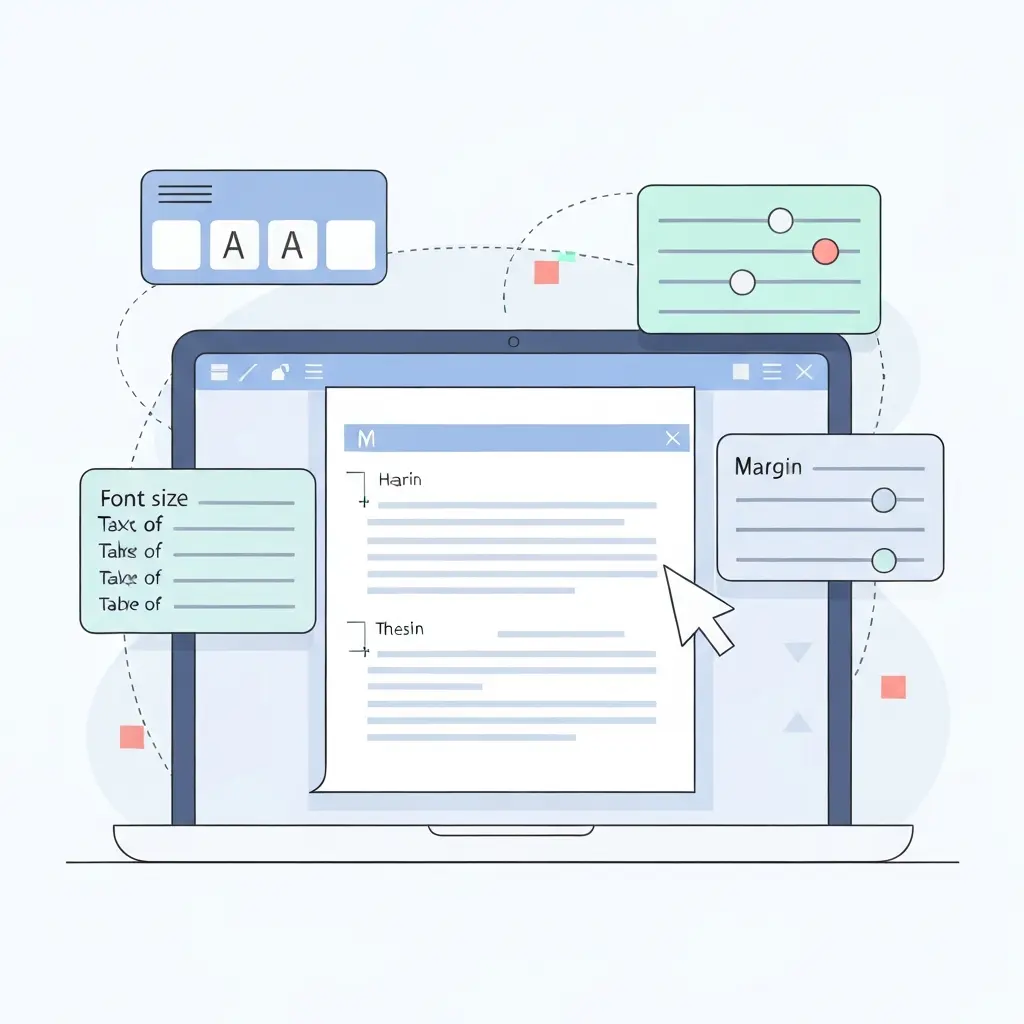 Interfaz de Word mostrando la configuración de estilos y márgenes para tesis