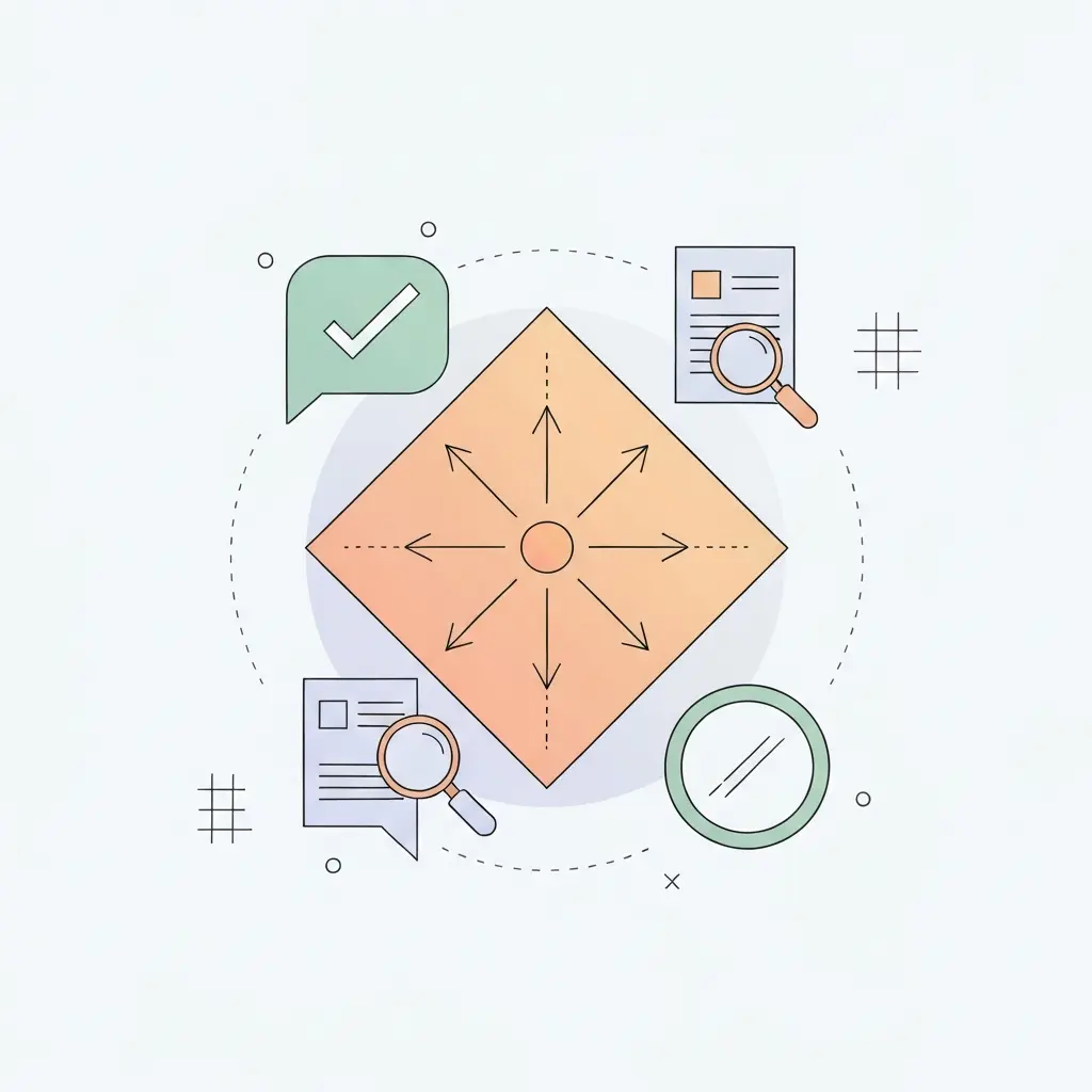 Diagrama de los cuatro criterios de rigor científico en investigación cualitativa: credibilidad, transferibilidad, dependabilidad y confirmabilidad interconectados