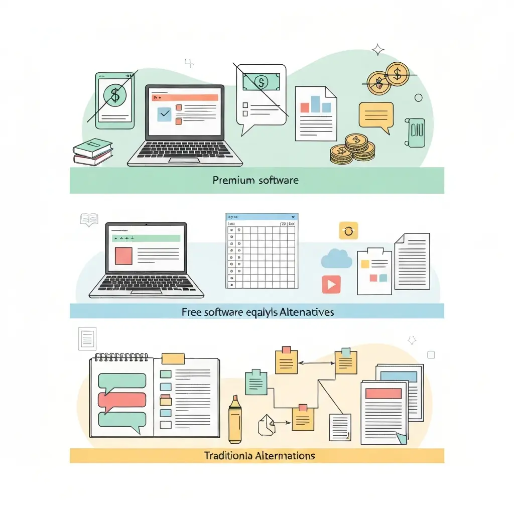 Comparación de herramientas para análisis cualitativo mostrando alternativas gratuitas como Taguette y Excel junto a software premium