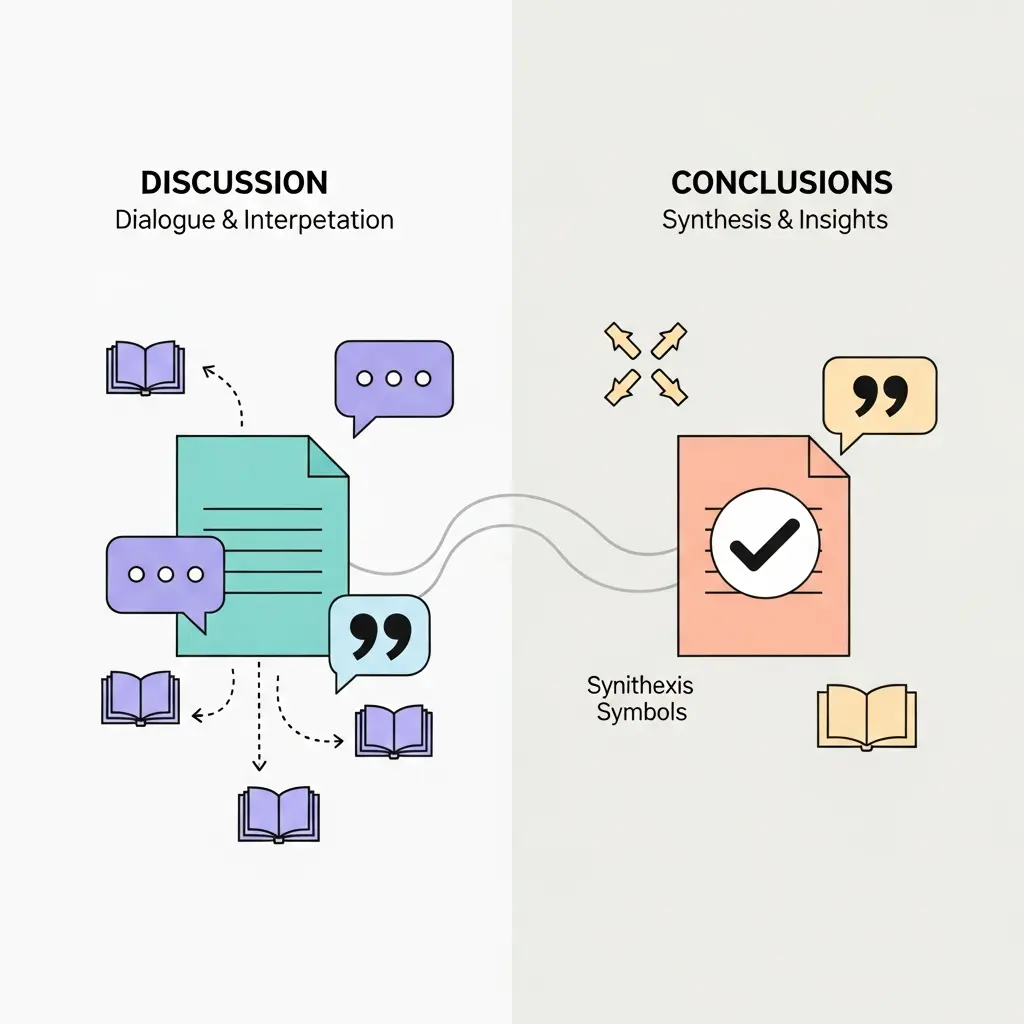 Comparación visual entre capítulo de Discusión y Conclusiones en tesis doctoral